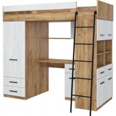 Divstāvu gulta LEVEL, labā puse, Craft zelts/Craft balts